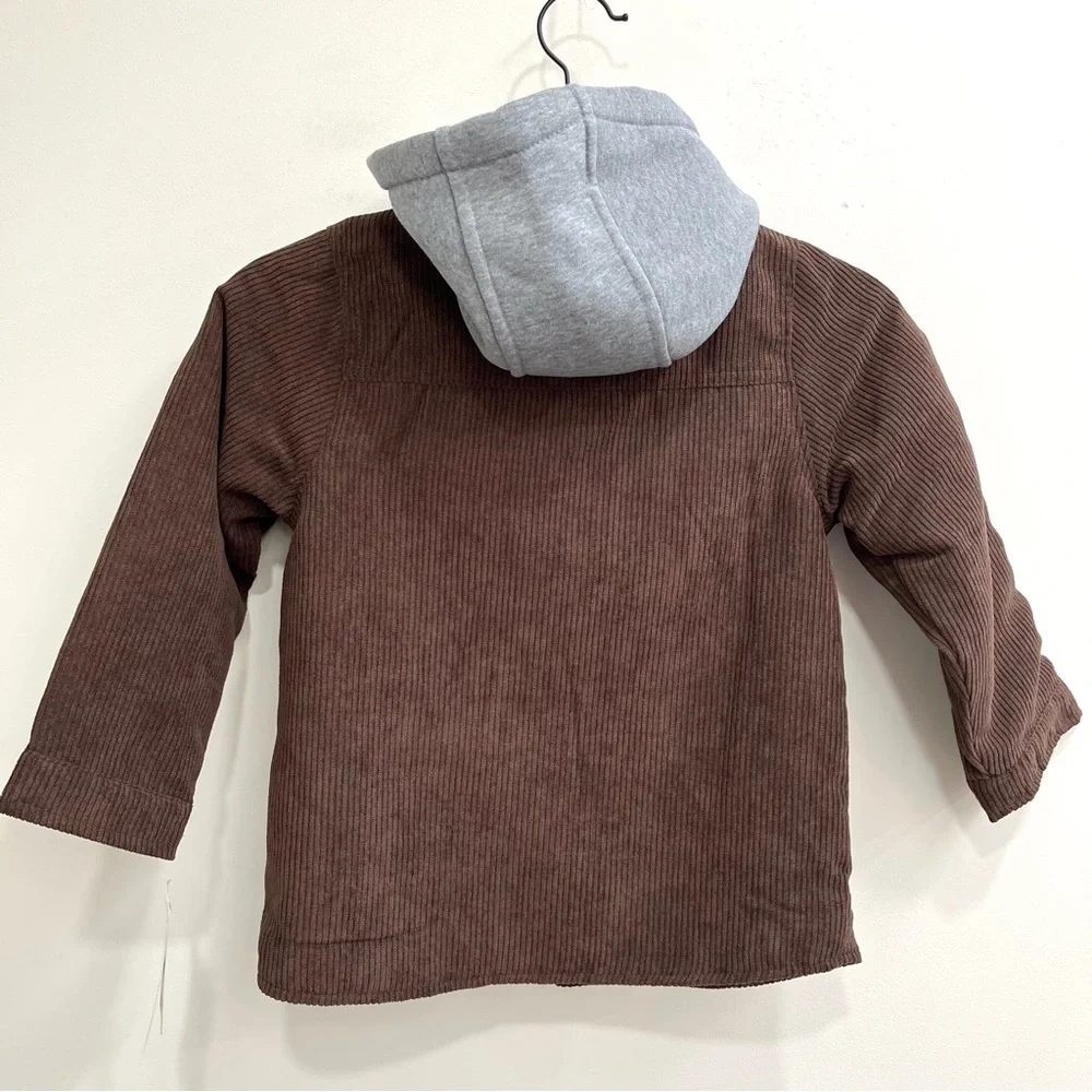 London Fog boys corduroy jacket shacket hooded fleece lined youth size 4